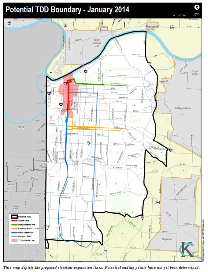Kansas City streetcar expansion funding map
