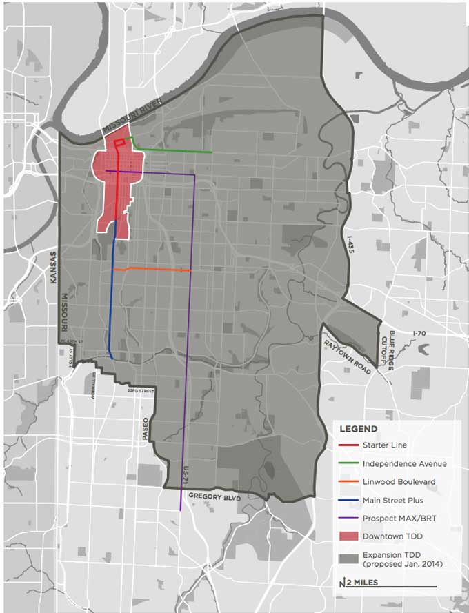 The new boundaries of the TDD as proposed by the streetcar expansion project. 