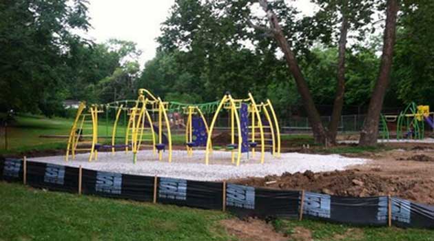 The Park Department tweeted this photo of the new Roanoke Park playground in progress this morning 