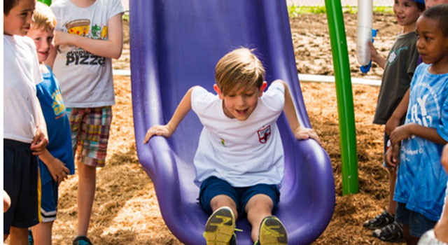 The official first slide on the new Roanoke Park playground. 