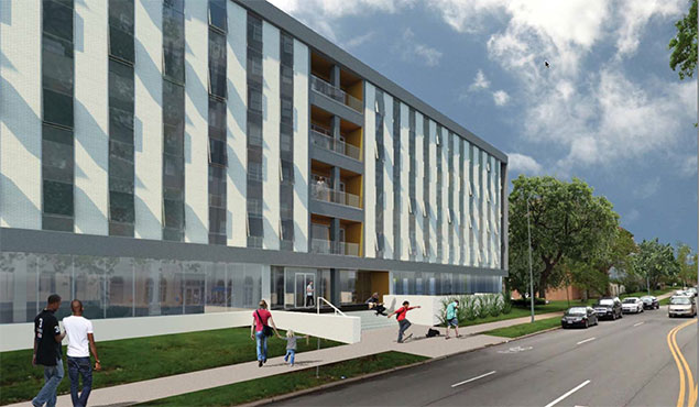 Rendering of the office building at 301 E. Armour that Mac Properties hopes to redevelop.