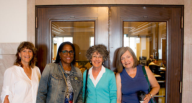 Alice Stine, Lynda McClelland, Susan Kysela and Diane Kapps were at city hall to encourage council support for the Volker downzoning effort.