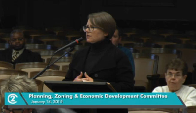 Tiffany Moor was among those aaddressing the city council about the sign ordinance yesterday.