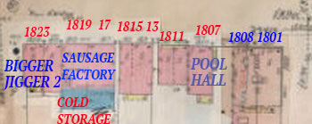 This fire insurance map from 1907 shows several buildings and addresses.