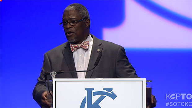 Mayor Sly James at the 2015 State of the City address.