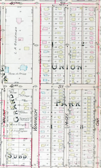 The 1907 Tuttle and Pike plat map of the block. 