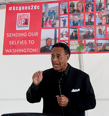 Congressman Emanuel Cleaver urged Kansas Citians to contact their elected officlals in Washington and demand that they take action on a transportation bill.