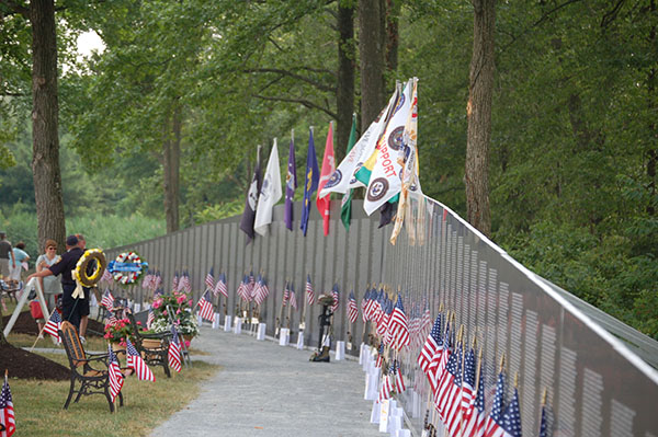 A scale replica of the Vietnam Veterans Memorial Wall incoming to the World War I Museum for Memorial Day.