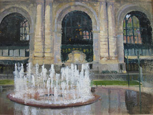 Courtesy Penn Valley Park Conservancy. 1st Place—"Union Station in the Rain" oil on canvas, 16 x 12, Patrick Saunders, Kansas City, Mo. 
