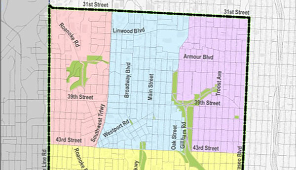 The North East sub area of the Midtown/Plaza area plan is the area in purple.