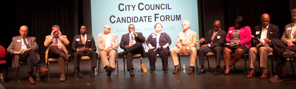 File photo. City council candidates at a recent forum.