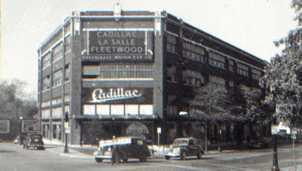  The triangular corner of 30th and Gillham and McGee Trafficway, where the Filling Station coffee shop stands today, was in the historic center of activity that revolved around the automobile. Seen here, the Greenlease Cadillac Building in 1940. 