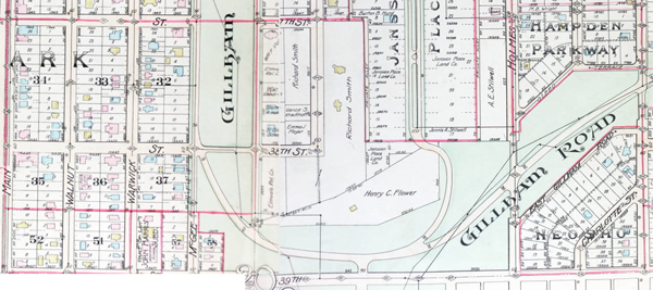 A 1907 plat map of the Flower property, which later became Notre Dame de Sion school. 