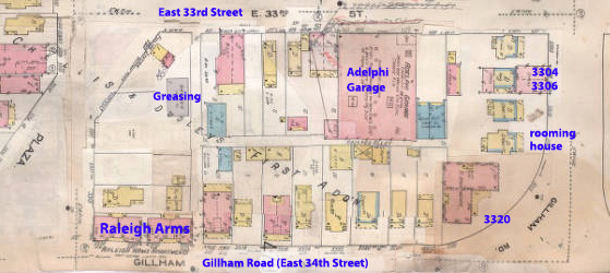 A 1909-1950 fire insurance map shows the buildings on the block.