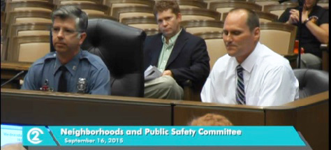 Andy Hamil and Mike Foster of Central Patrol reported to the city council on the last crime trends. 