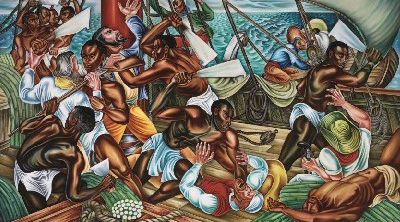 Hale Aspacio Woodruff (American, 1900–1980), The Mutiny on the Amistad, 1939, oil on canvas, 72 x 120 inches. Collection of Talladega College, Talladega, Alabama.© Talladega College. Photo: Peter Harholdt