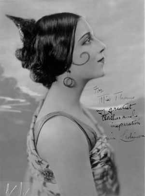 One of Miss Thomas’ best known dance students Beatrice Burk, who dancedprofessionally under the name of Sonia Ledinova. This picture that she signed for Miss Thomes reads: "For Miss Thomes my greatest teacher and inspiration, Sonia Ledinova". She danced internationally with the Anna Pavlowa ballet company. She was the daughter of Mr. and Mrs. H. L. Burk, 3630 Holmes Street. Photo courtesy Kansas City Public Library/Missouri Valley Special Collections. 