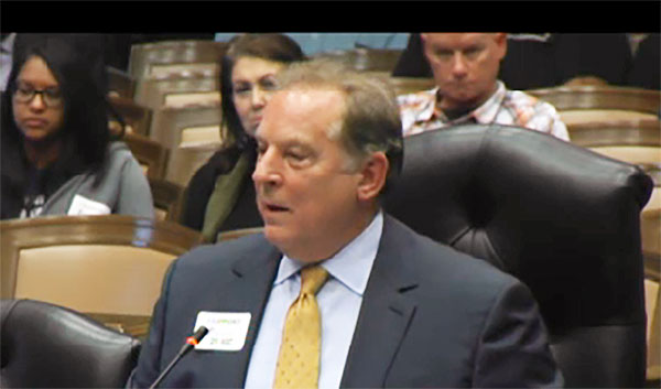 Greater Kansas City Chamber of Commerce Jim Heater supported changes to tobacco law at city hall. 
