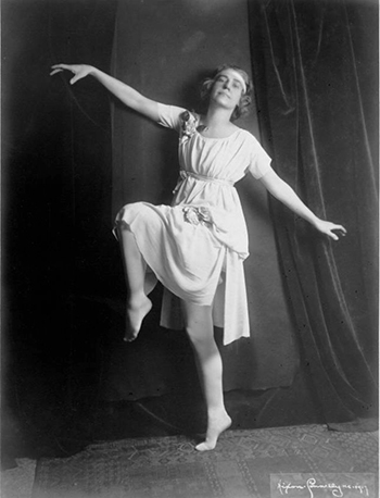 This photo is believed to be Miss Helen Thomes in dance costume. Photo courtesy Kansas City Public Library/Missouri Valley Special Collections. 