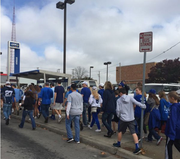 Courtesy MainCor. Although the parade and rally were downtown and at Union Station, Midtown saw a steady stream of Royals fans on their way to the party today. 