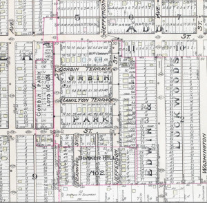 The same area after development began, in 1907.