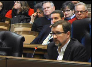 Peter Cassel at the city council committee meeting. 