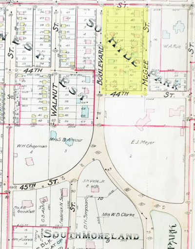 A 1907 Tuttle and Pike map of block.