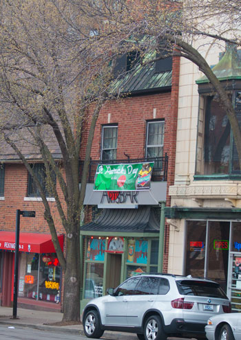 The Uptown Arts Bar has hung out its St. Patrick's Day sign, and is getting ready for parade day. 
