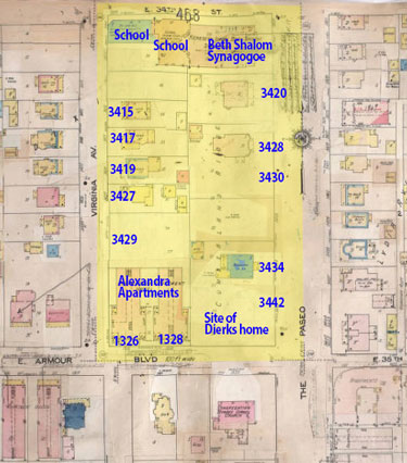 A 1909-1950 Sanborn Fire Insurance map of the block.