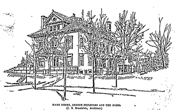 A 1905 sketch of the Dierks residence.