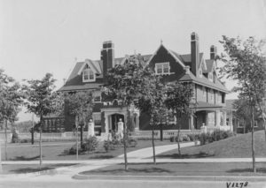 The Charles Campbell home, known as White Gables, was moved to Main Street in 1924 and repurposed as a commercial hall.